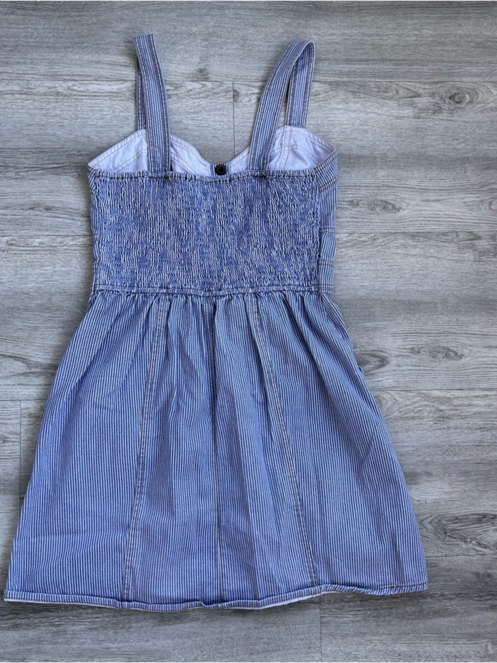 Japna Pinstriped Denim dress Womens Size S Blue Cottagecore Picnic Spring - Picture 8 of 8